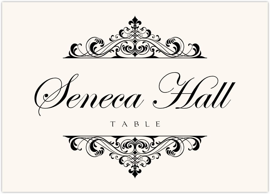 Fancy Brandy Vintage Monogram and Flourish Wedding Table Name Cards